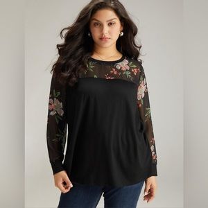 Size 18 - 20 2x Floral print Mesh Patchwork Shirt by BloomChic